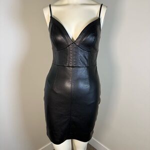 Guess Black Faux Leather Bodycon Dress
